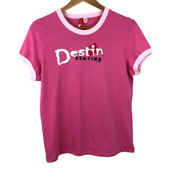 Exist Tops - Destin Florida Women's SIze Large Pink Short Sleeve Graphic T-shirt